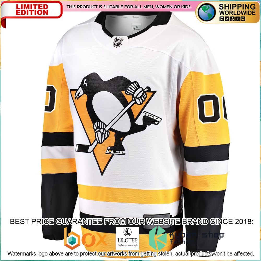 pittsburgh penguins fanatics branded away custom white hockey jersey 2 477