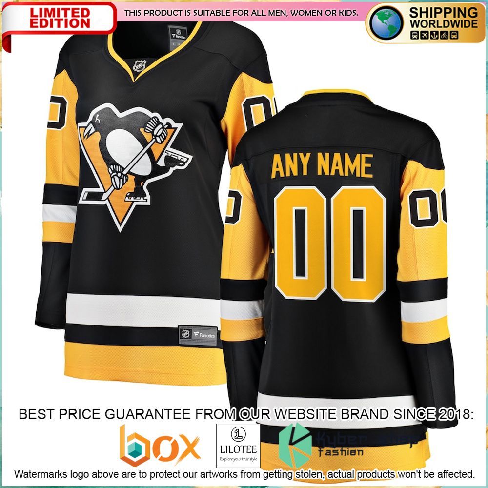 pittsburgh penguins fanatics branded womens home custom black hockey jersey 1 797