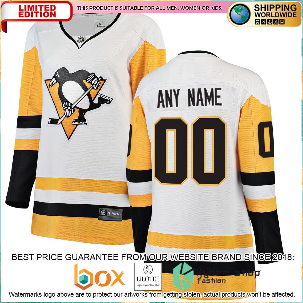 pittsburgh penguins womens away custom white hockey jersey 1 787