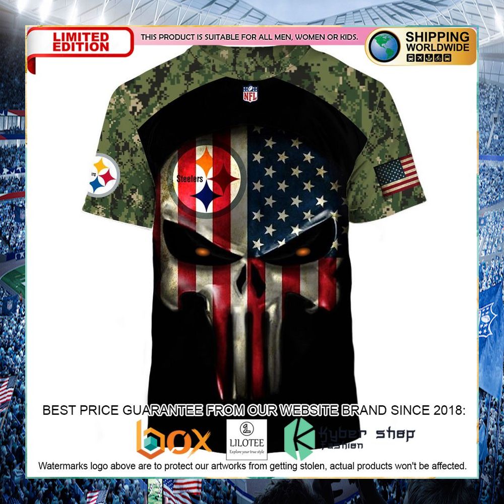 pittsburgh steelers army camouflage american flag punisher skull hoodie shirt 2 690
