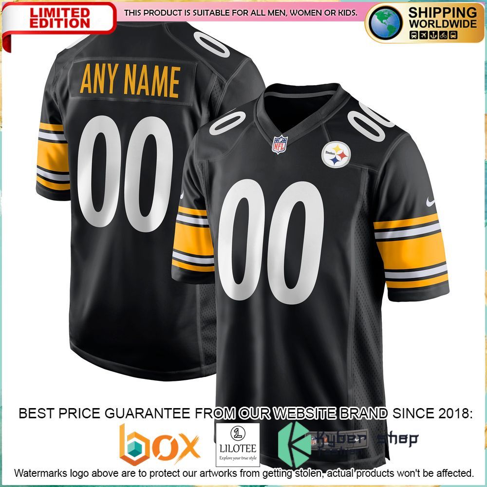 pittsburgh steelers nike football black football jersey 1 617