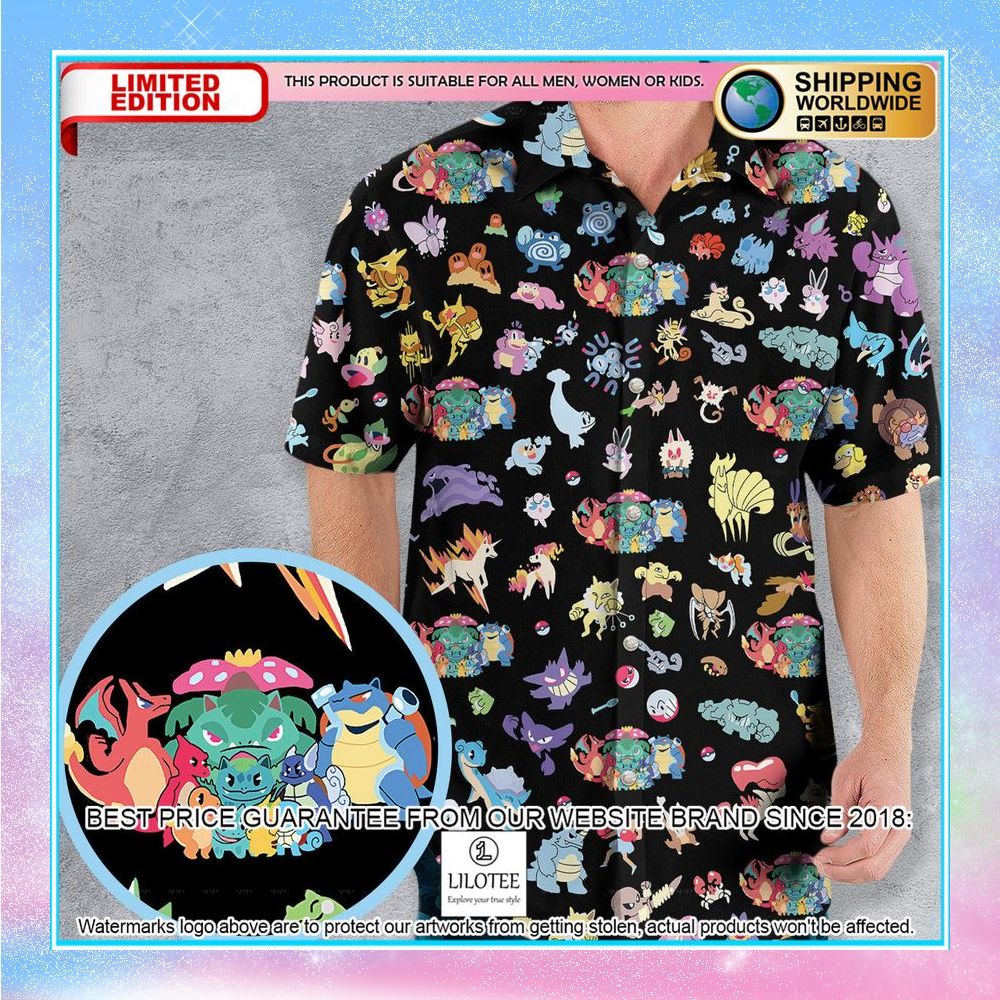 pokemon pattern hawaiian shirt 1 182