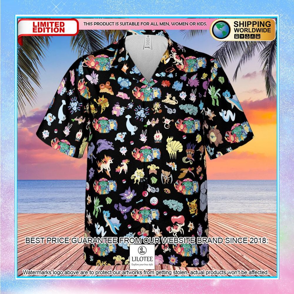 pokemon pattern hawaiian shirt 2 794