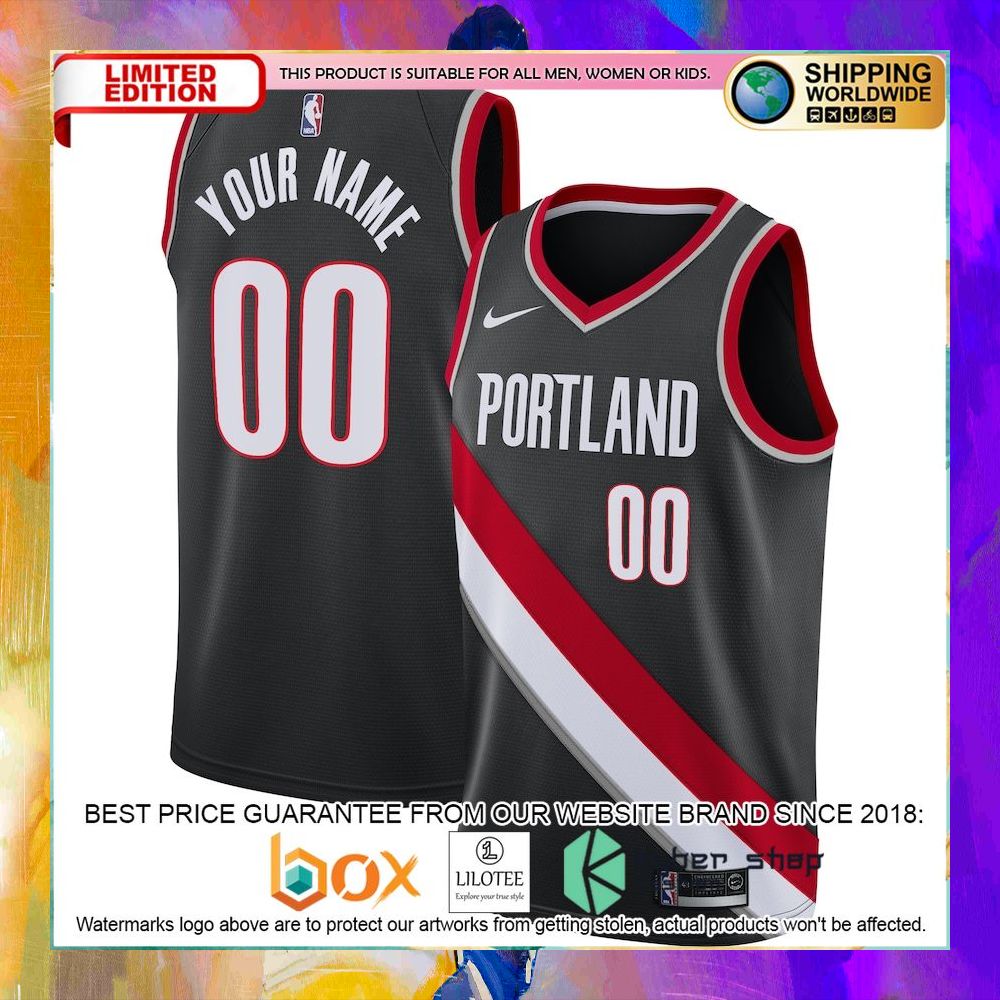 portland trail blazers 2020 21 custom black basketball jersey 1 610