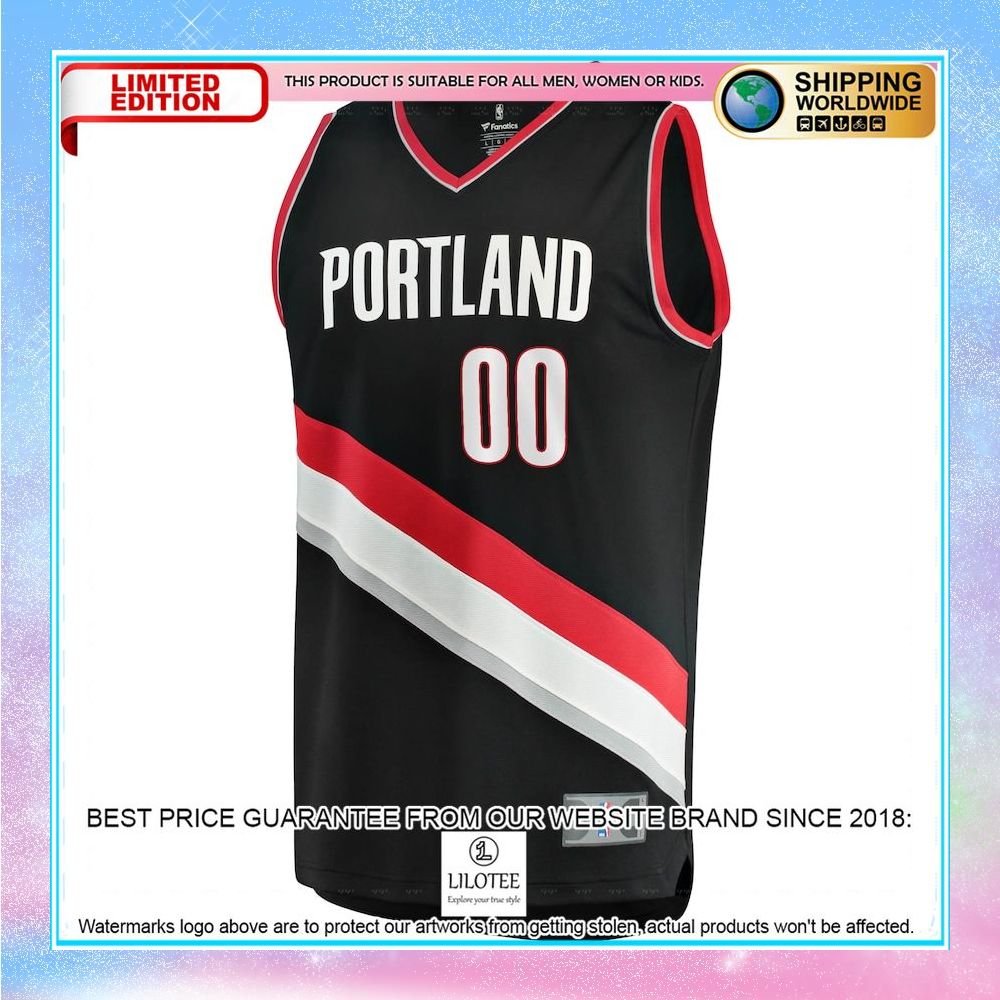 portland trail blazers custom black basketball jersey 2 188