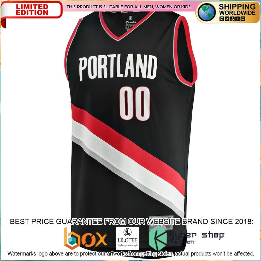 portland trail blazers custom black basketball jersey 2 295
