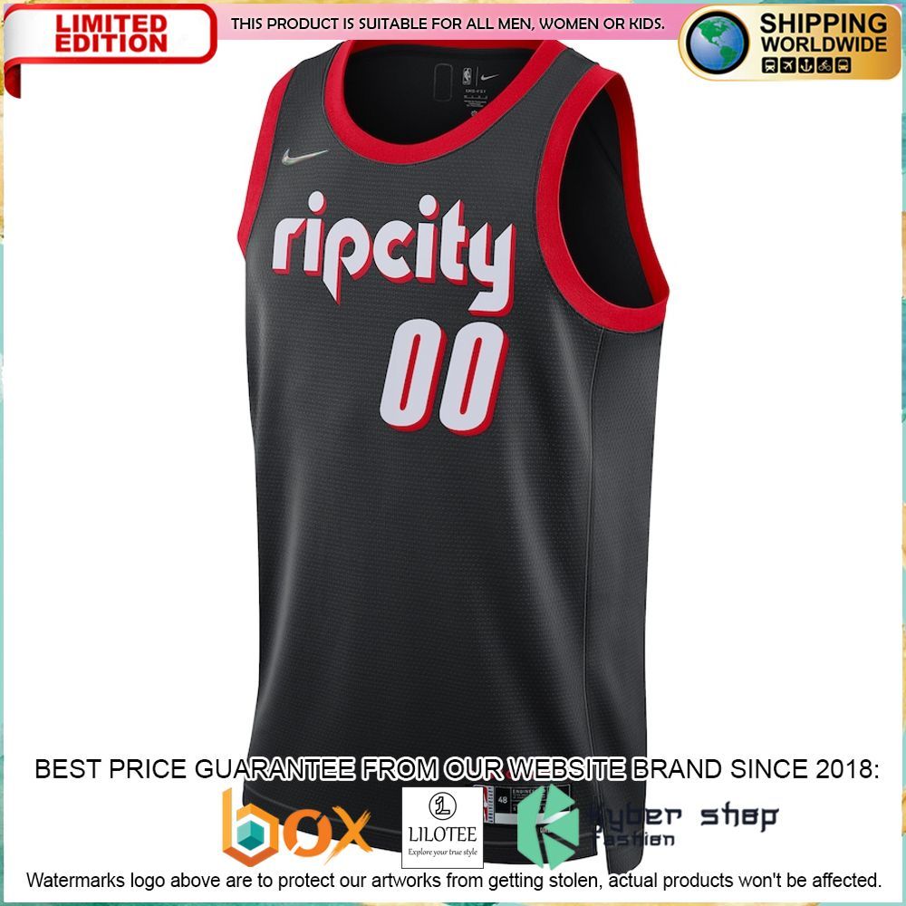 portland trail blazers nike 2021 22 custom black basketball jersey 2 743