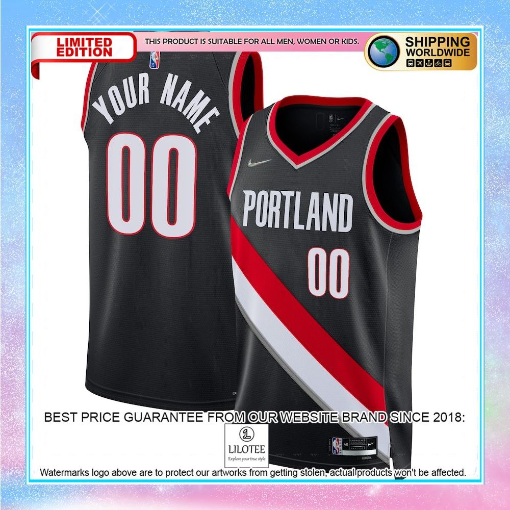 portland trail blazers nike 2021 22 diamond custom black basketball jersey 1 184