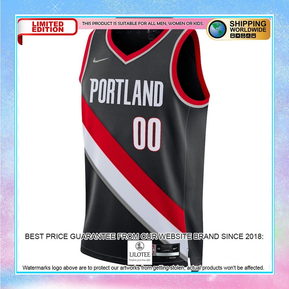 portland trail blazers nike 2021 22 diamond custom black basketball jersey 2 775