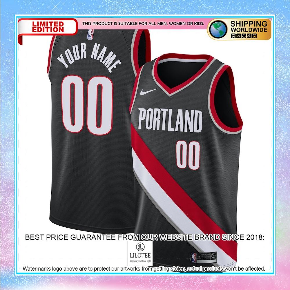 portland trail blazers nike custom black basketball jersey 1 563