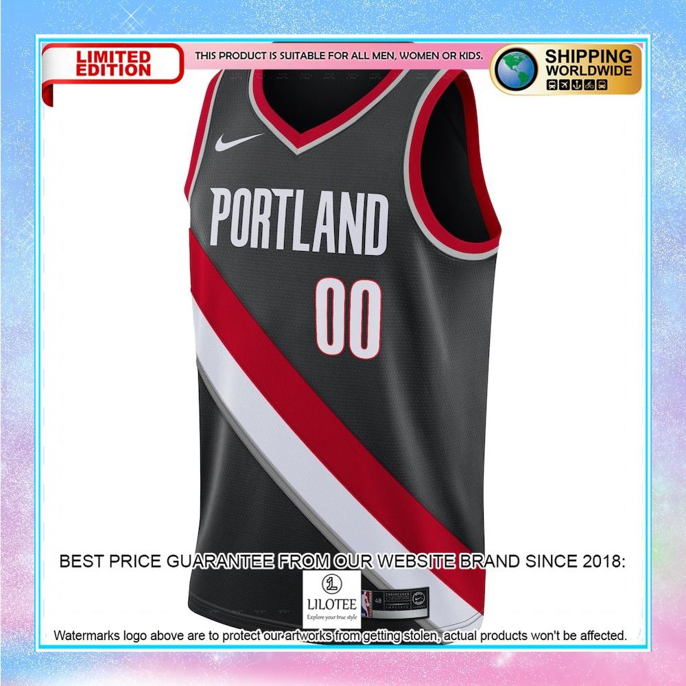 portland trail blazers nike custom black basketball jersey 2 466