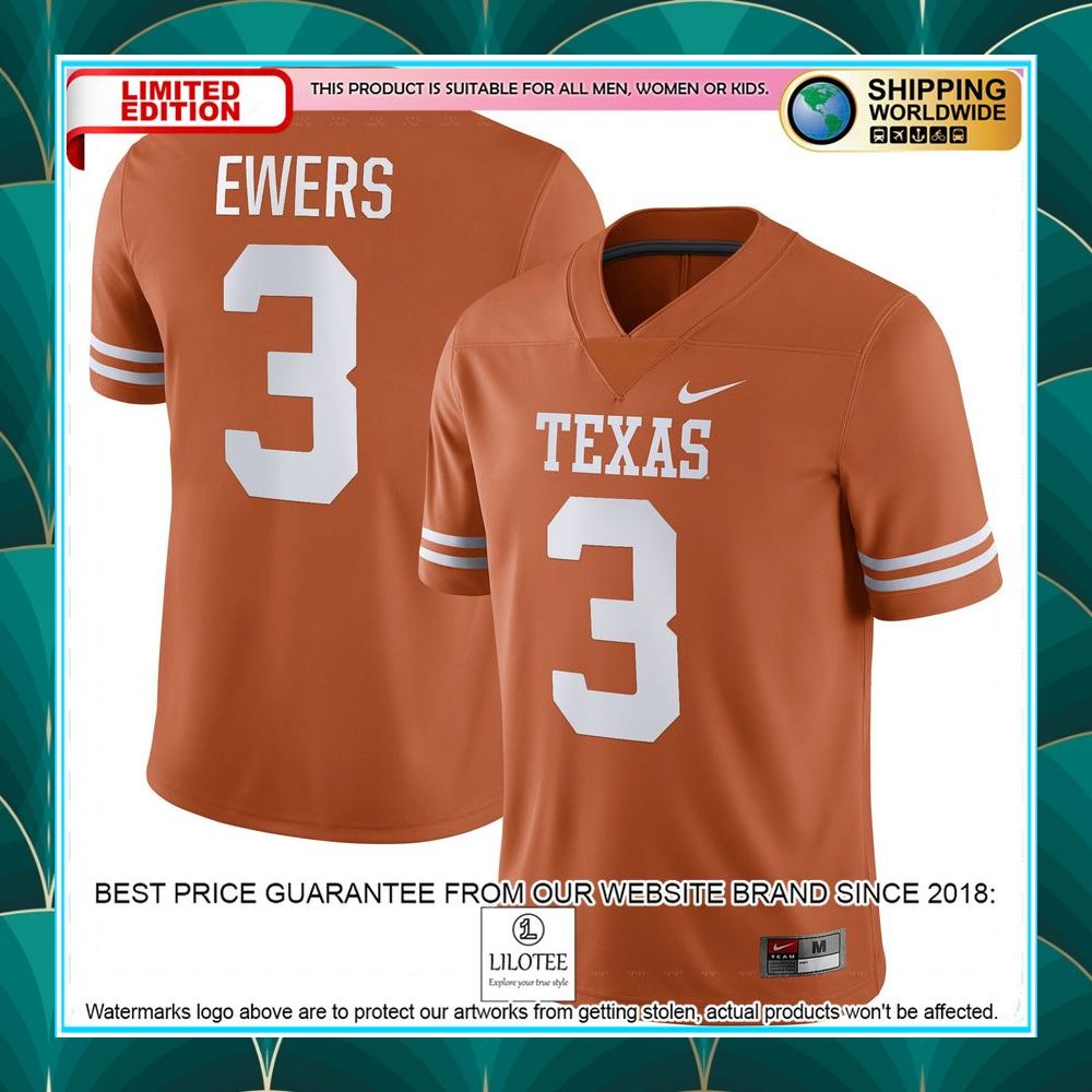quinn ewers texas longhorns nike nil texas orange football jersey 1 255