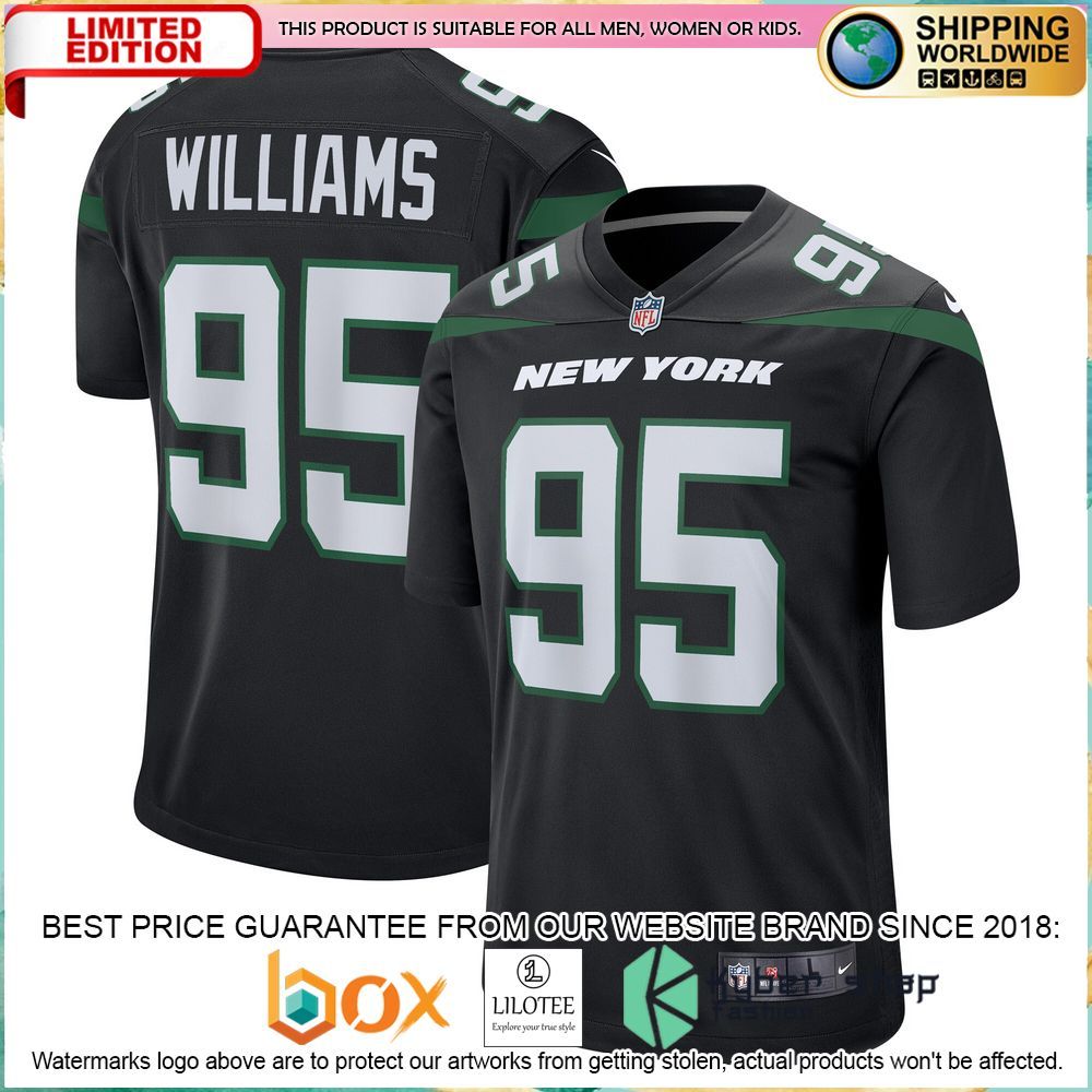 quinnen williams new york jets nike alternate stealth black football jersey 1 461
