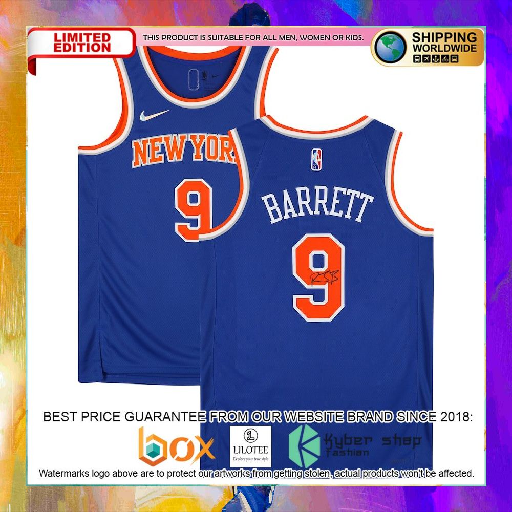 r j barrett new york knicks diamond blue basketball jersey 1 828