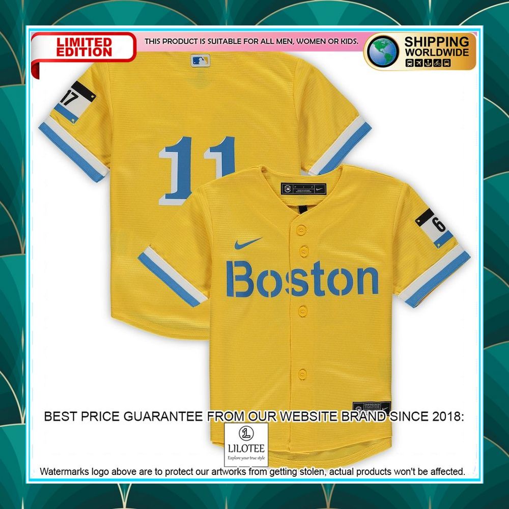 rafael devers boston red sox toddler nike city connect player gold baseball jersey 1 983