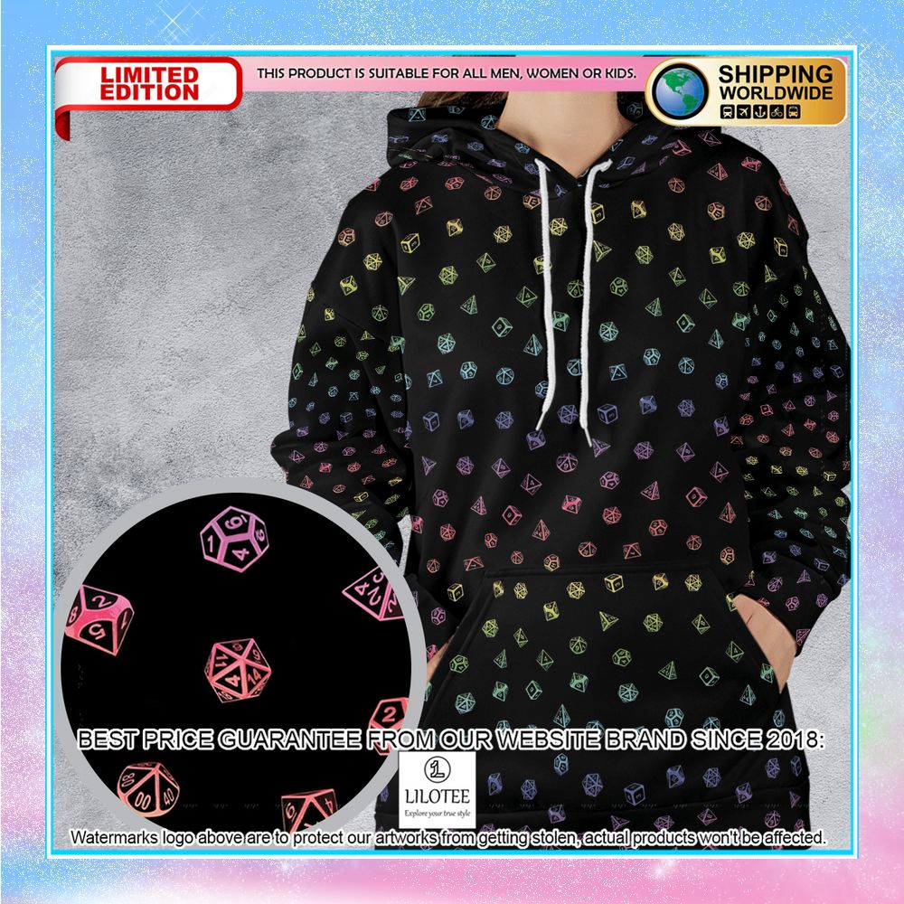 rainbow dices dungeons and dragons pattern hoodie 1 391