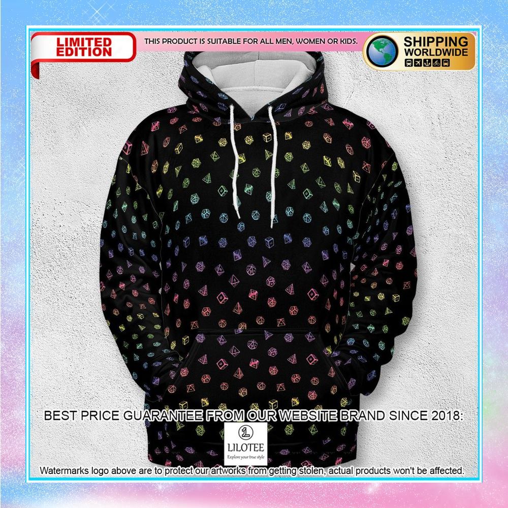 rainbow dices dungeons and dragons pattern hoodie 2 223