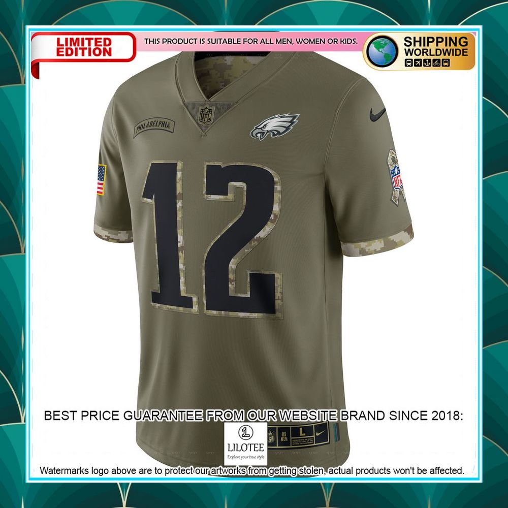 randall cunningham philadelphia eagles 2022 salute to service retired olive football jersey 2 694