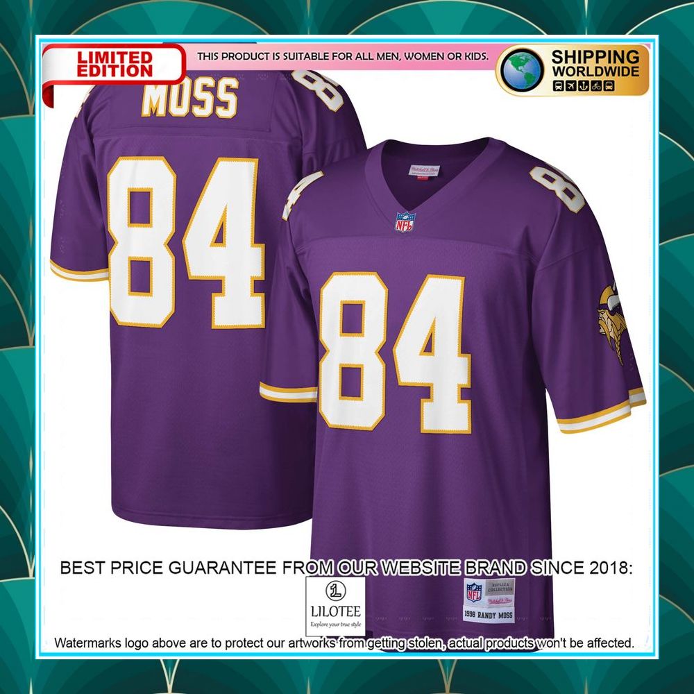 randy moss minnesota vikings mitchell ness legacy replica purple football jersey 1 817