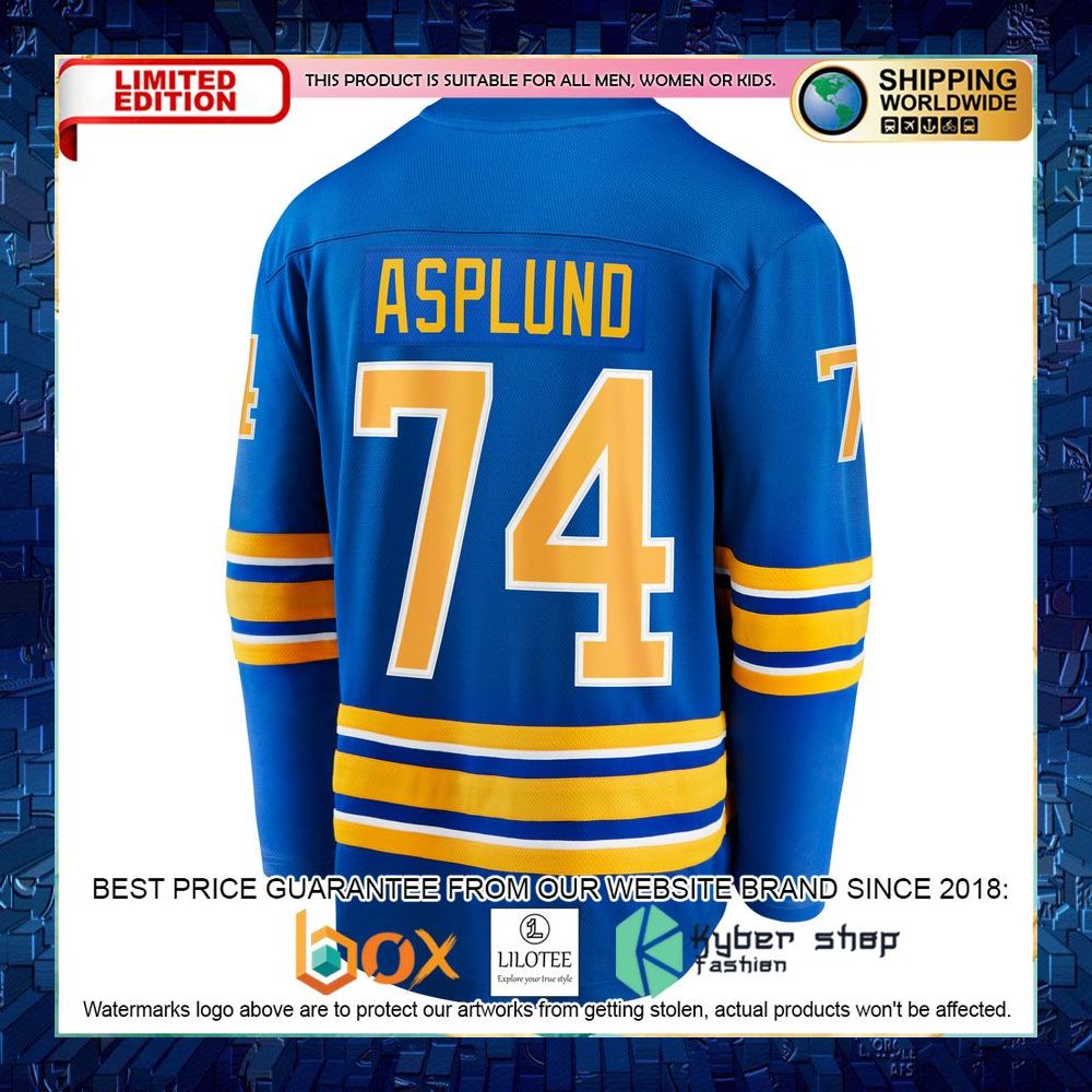 rasmus asplund buffalo sabres royal hockey jersey 3 394