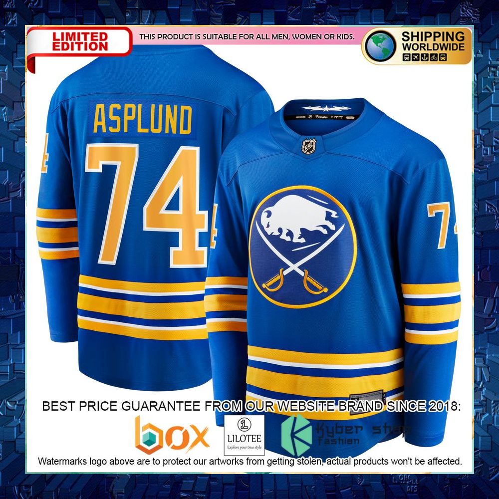 rasmus asplund buffalo sabres royal hockey jersey 4 983