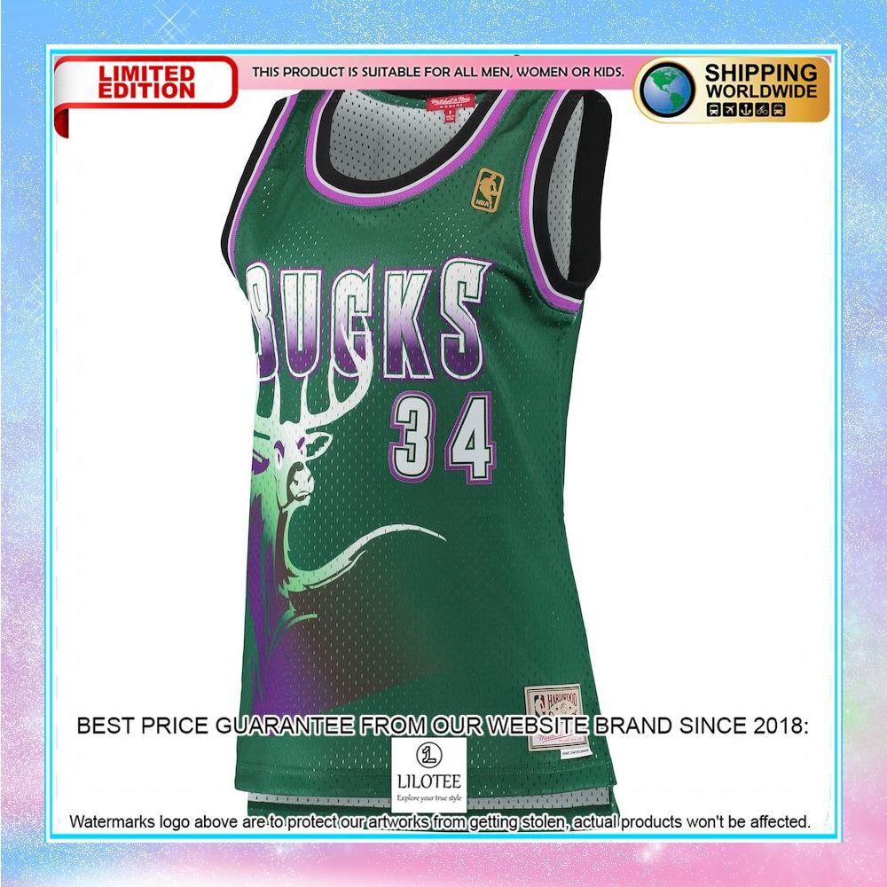 ray allen milwaukee bucks mitchell ness womens 1996 97 hardwood classics green basketball jersey 2 122