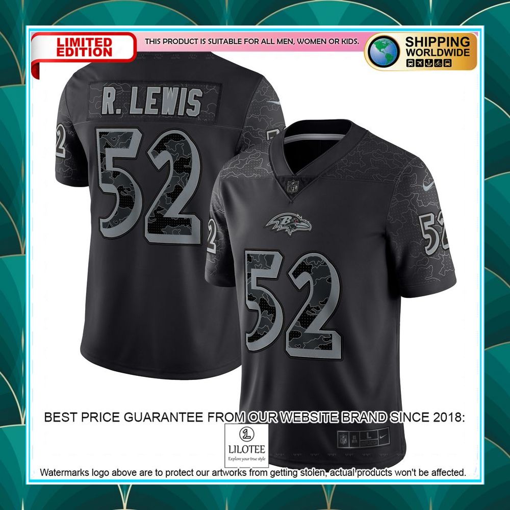 ray lewis baltimore ravens retired rflctv black football jersey 1 819