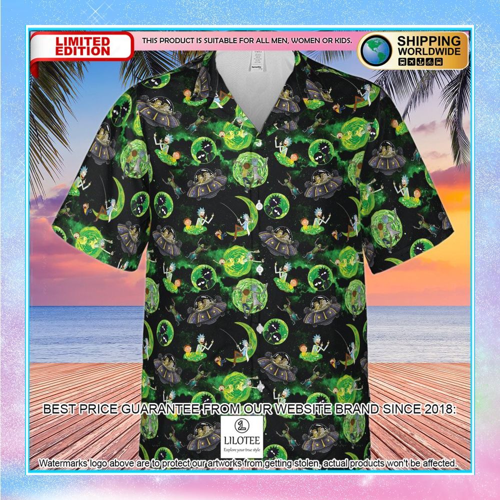 rick and morty pattern hawaiian shirt 2 334