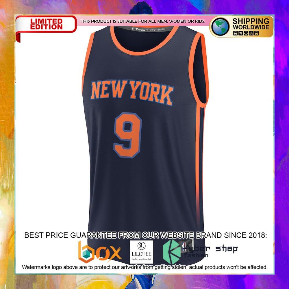 rj barrett new york knicks 2022 23 navy basketball jersey 2 692