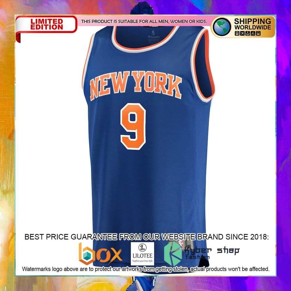 rj barrett new york knicks blue basketball jersey 2 605