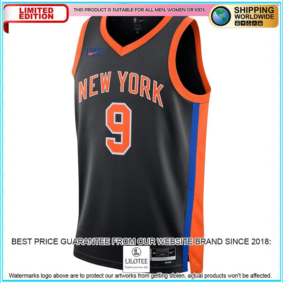 rj barrett new york knicks nike 2022 23 black basketball jersey 2 118