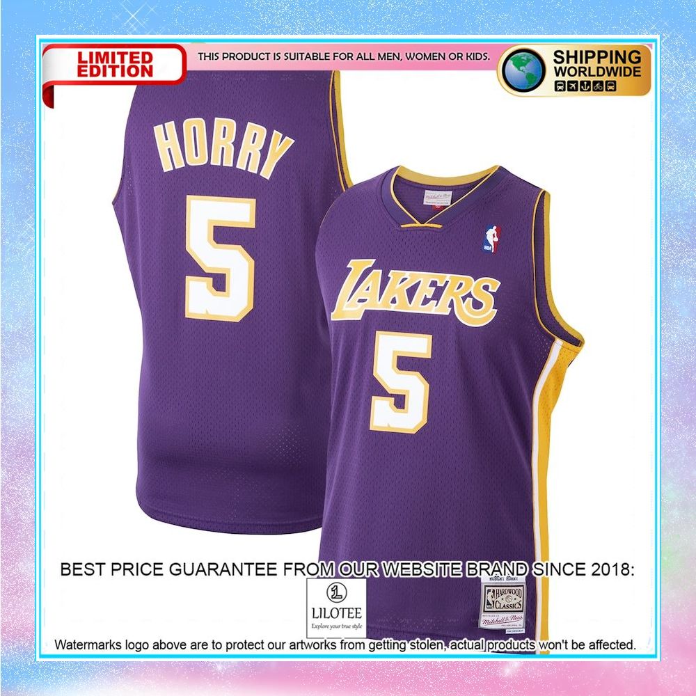 robert horry los angeles lakers mitchell ness 1999 2000 hardwood classics player purple basketball jersey 1 543