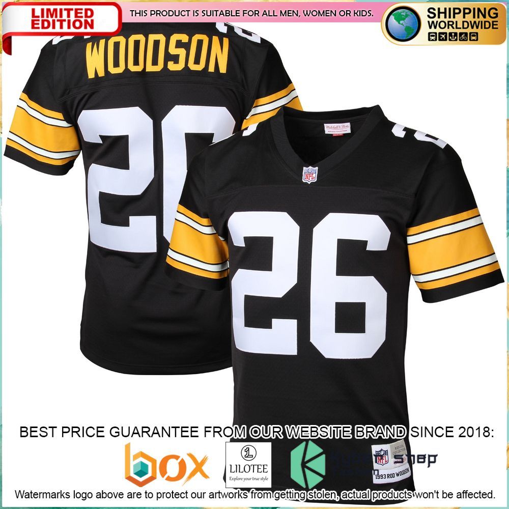 rod woodson pittsburgh steelers mitchell ness retired legacy replica black football jersey 1 201