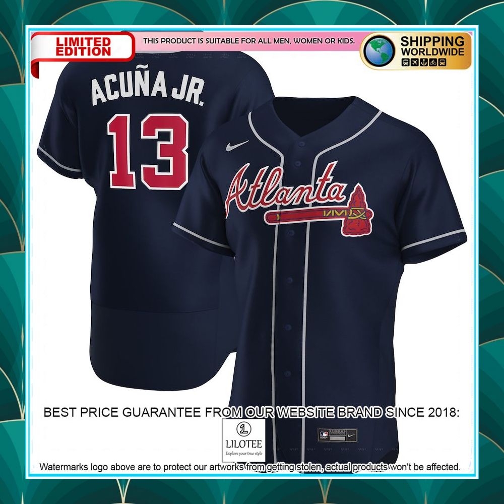 ronald acuna jr atlanta braves nike alternate player navy baseball jersey 1 779