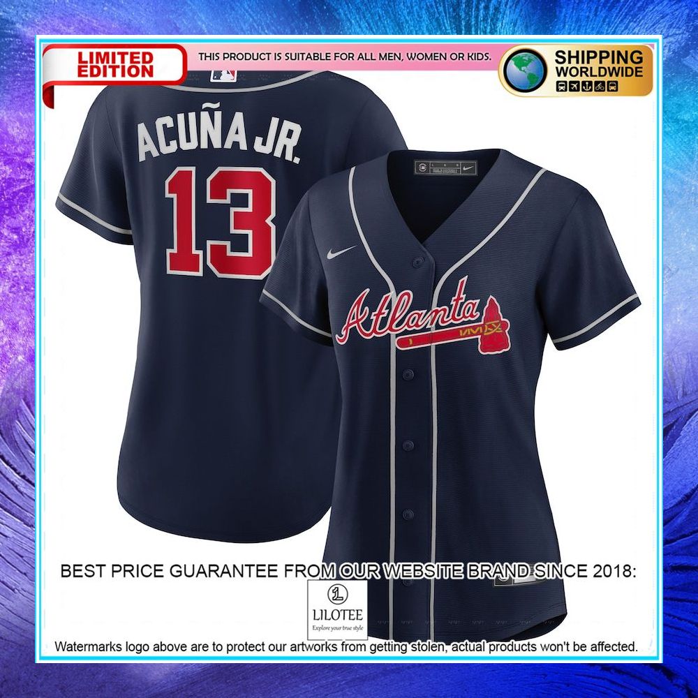 ronald acuna jr atlanta braves nike women alternate player navy baseball jersey 1 152