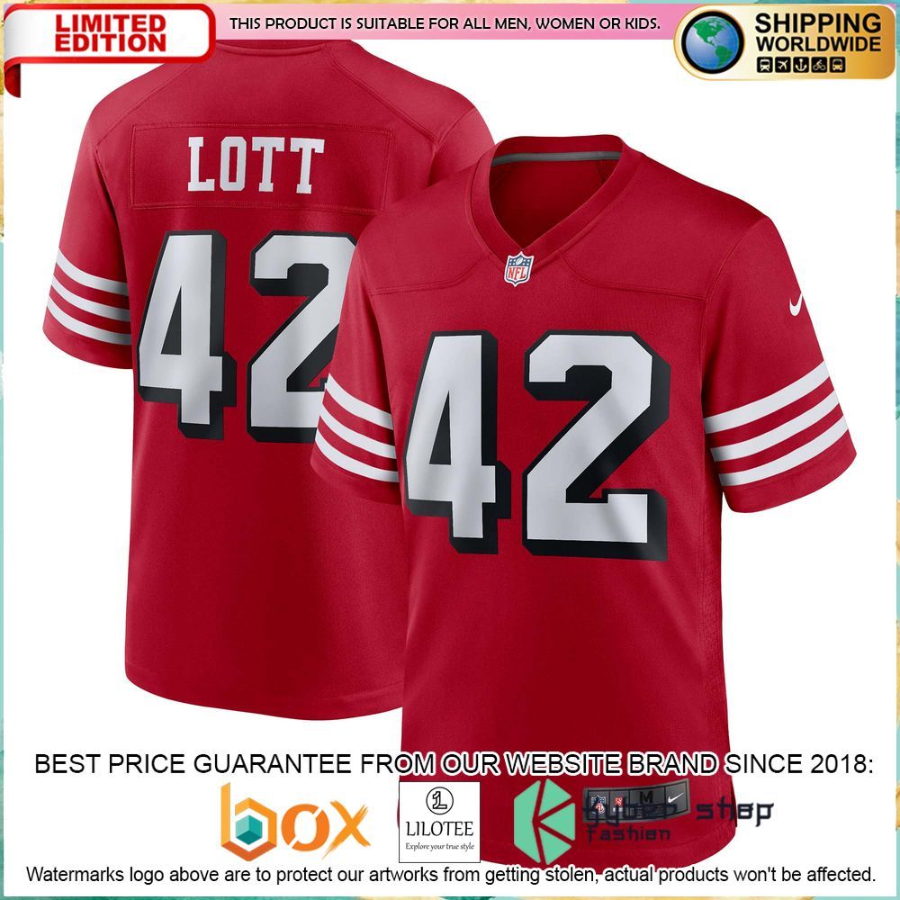 ronnie lott san francisco 49ers nike retired alternate scarlet football jersey 1 266