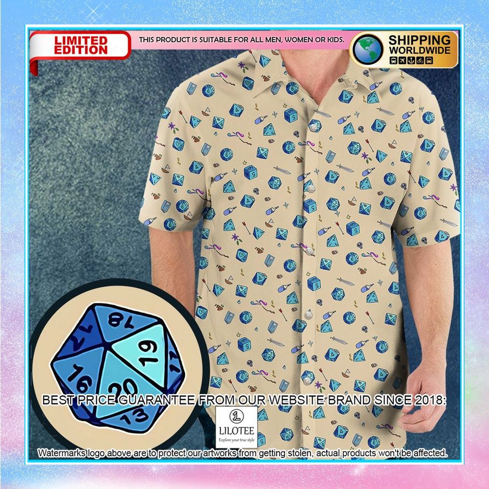 rpg dnd dices pattern hawaiian shirt 1 140