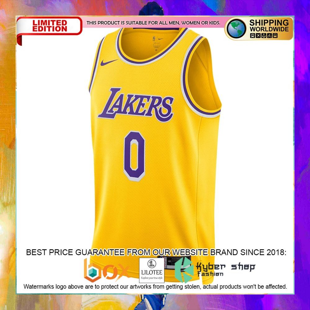 russell westbrook los angeles lakers 2022 23 gold basketball jersey 2 534