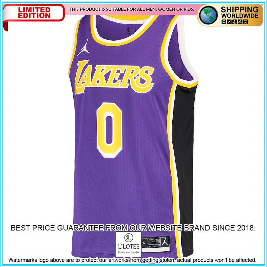 russell westbrook los angeles lakers jordan brand 2021 22 purple basketball jersey 2 932