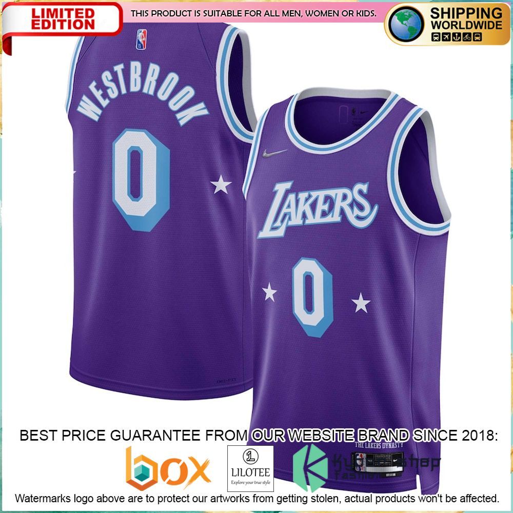 russell westbrook los angeles lakers nike 2021 22 purple basketball jersey 1 577