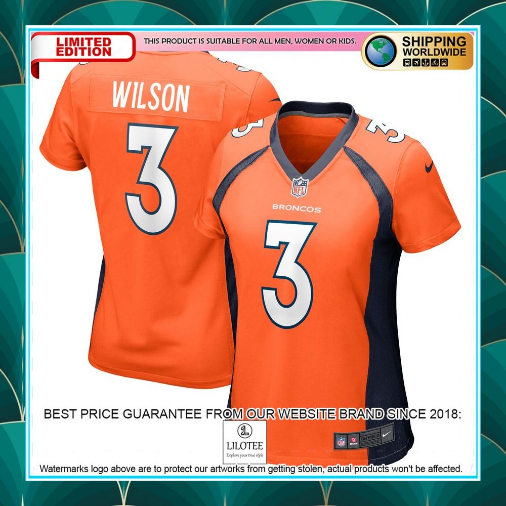 russell wilson denver broncos womens orange football jersey 1 985
