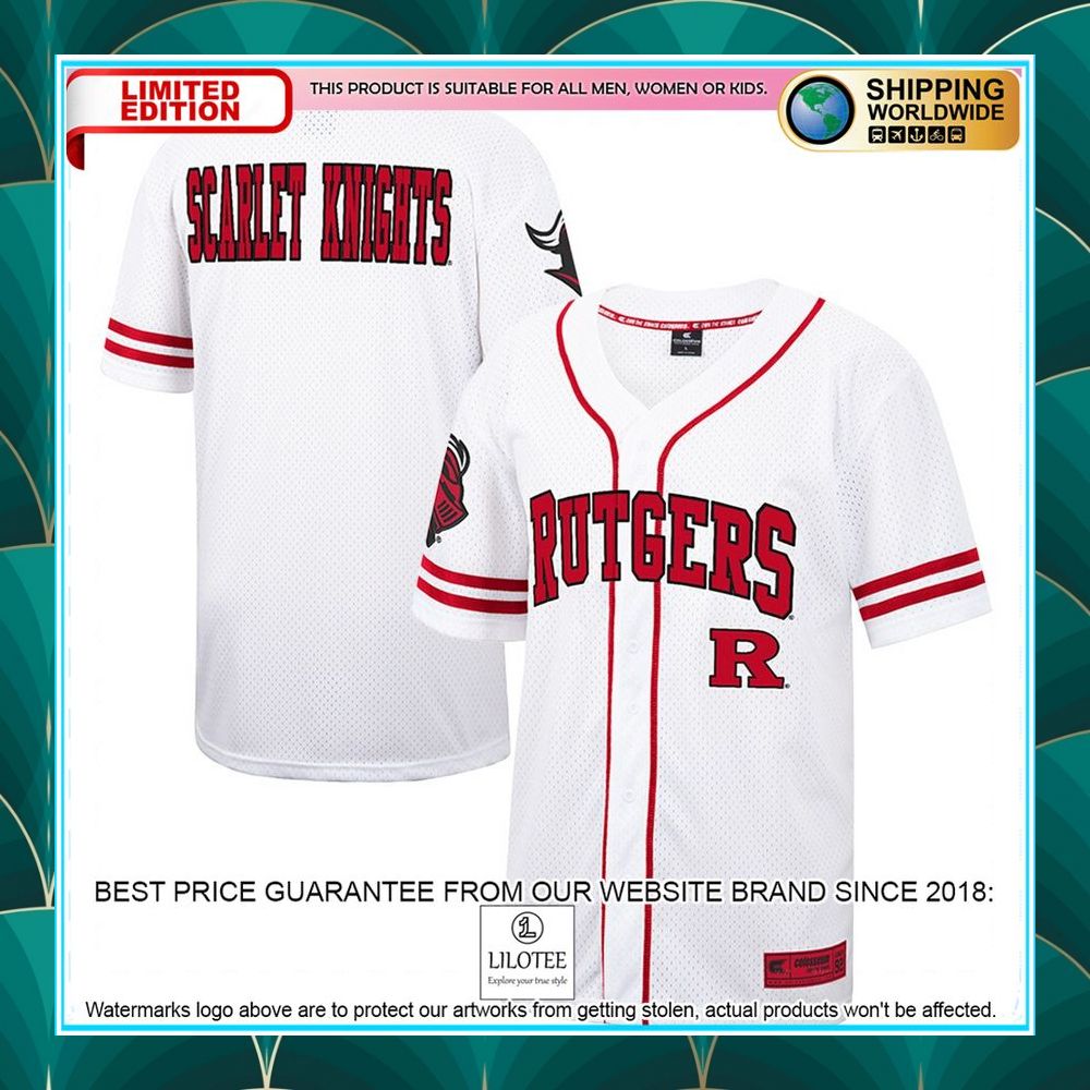 rutgers scarlet knights white scarlet baseball jersey 1 788