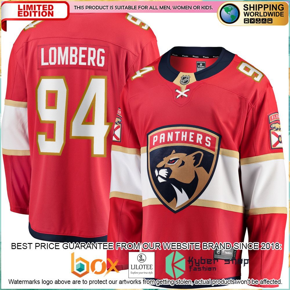 ryan lomberg florida panthers red hockey jersey 1 334