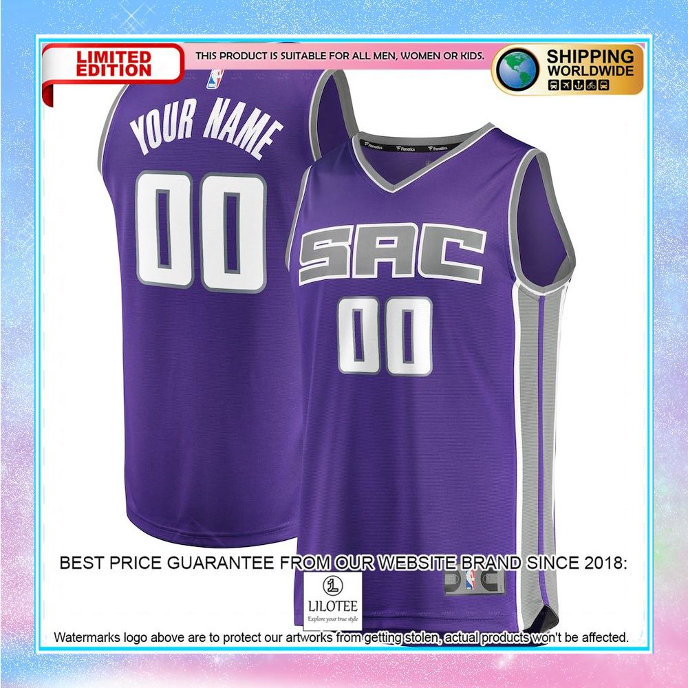 sacramento kings custom purple basketball jersey 1 255