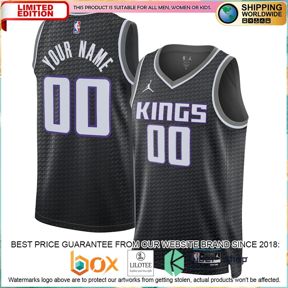 sacramento kings jordan brand 2022 23 custom black basketball jersey 1 103