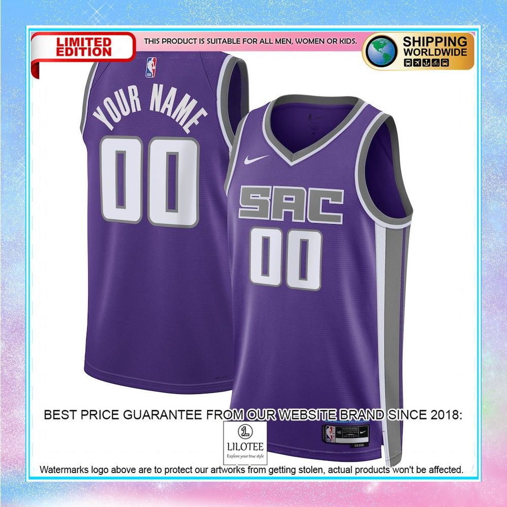 sacramento kings nike unisex 2022 23 custom purple basketball jersey 1 588