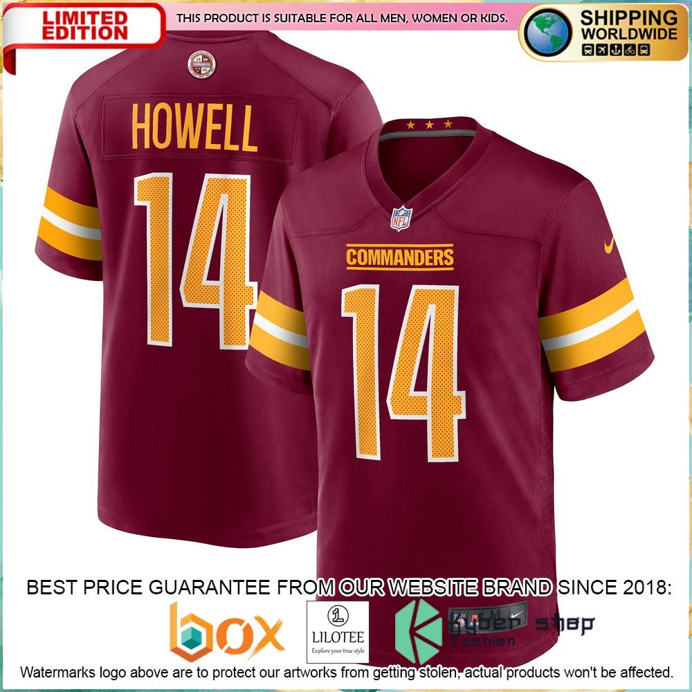 sam howell washington commanders nike 2022 nfl draft pick burgundy football jersey 1 28