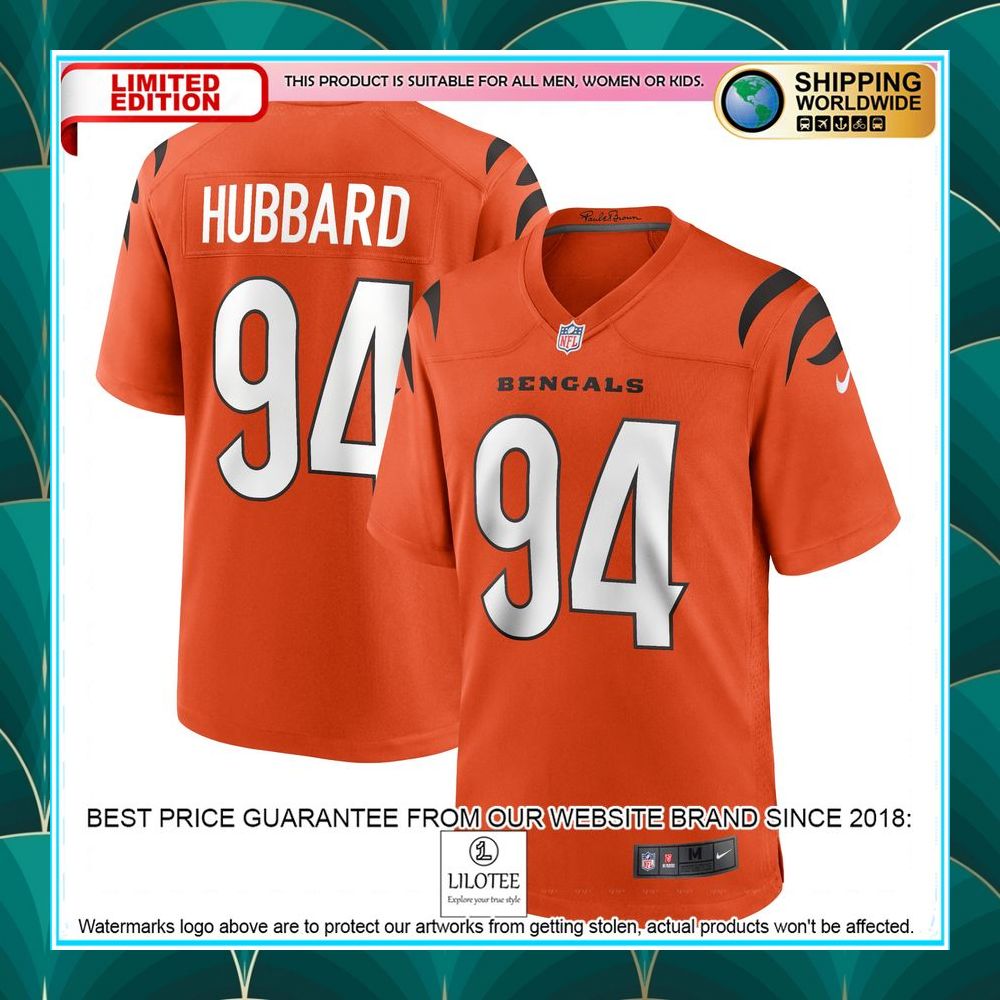sam hubbard cincinnati bengals alternate orange football jersey 1 645