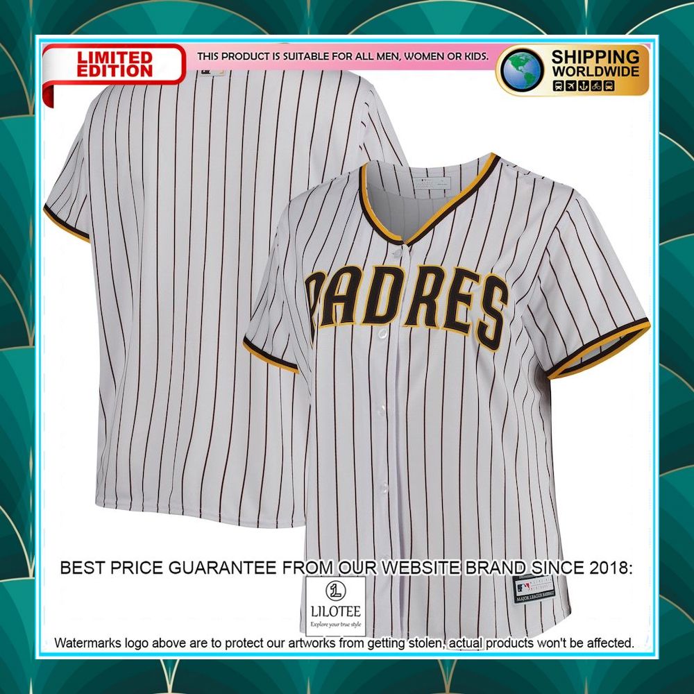 san diego padres womens plus size road team white brown baseball jersey 1 214