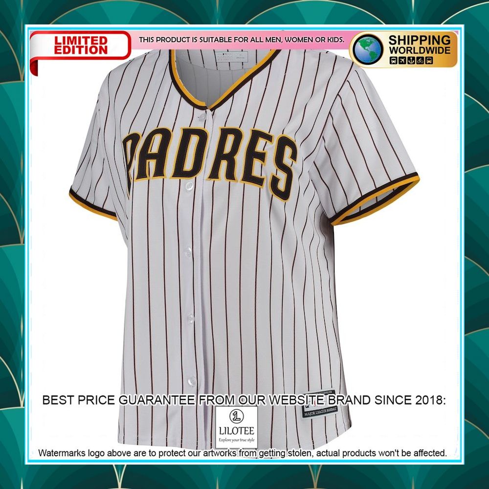san diego padres womens plus size road team white brown baseball jersey 2 826
